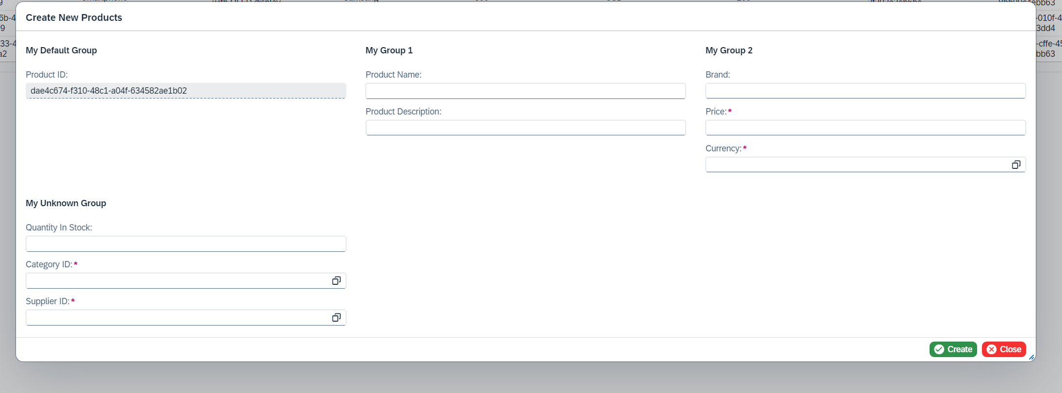 Form Grouping