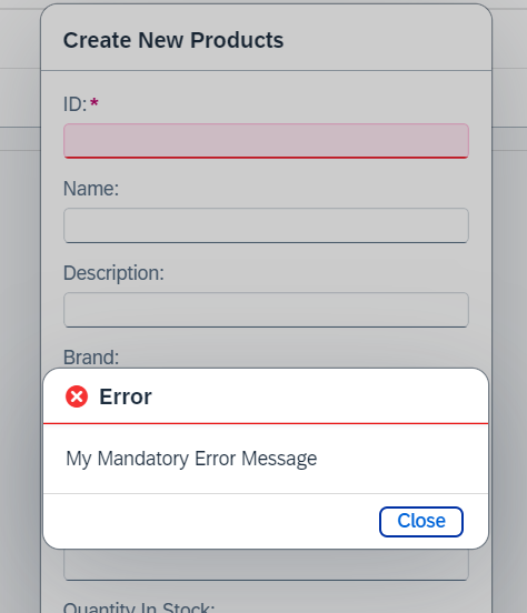 Mandatory Error Message